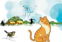 বিড়াল ও একটি চড়ুই পাখি